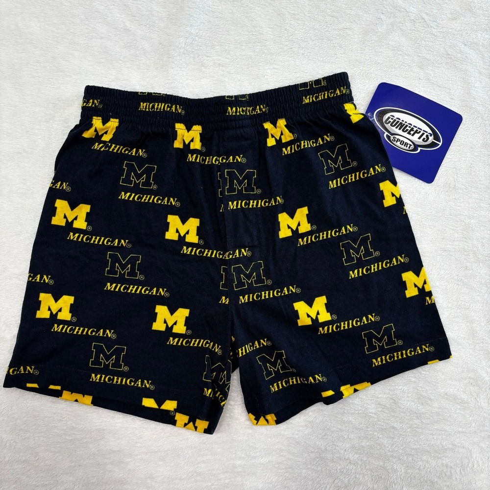 University Michigan Wolverines Kids Knit Boxer Shorts Navy Blue Yellow Large